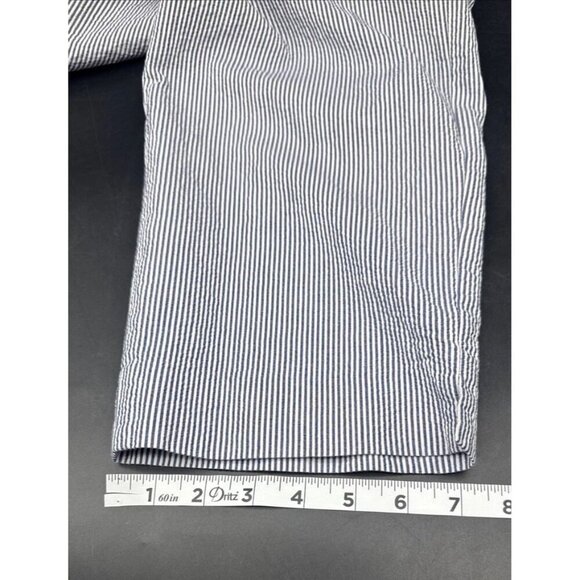 Talbots Women’s Blue White Stripe Seersucker Cotton Crop Pants Curvy Sz 14 - Picture 10 of 11